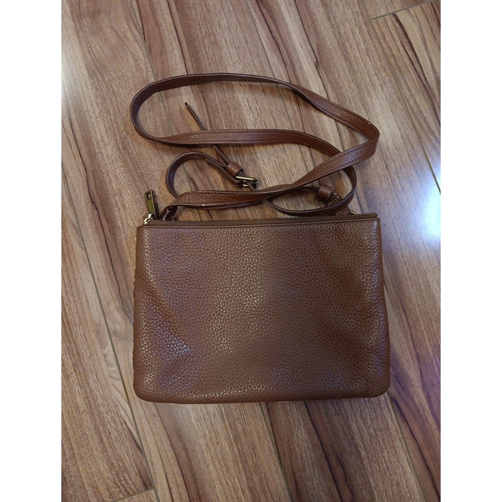 FOSSIL  brown leather crossbody PURSE Distressed  pebble Leather‎